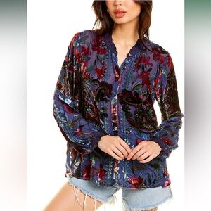 Johnny Was Clara Burnout Button-Down Front Shirt Size Large